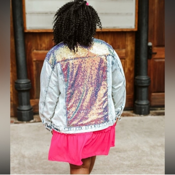 glitzy girl Jackets & Blazers - Distressed sequined Denim jacket